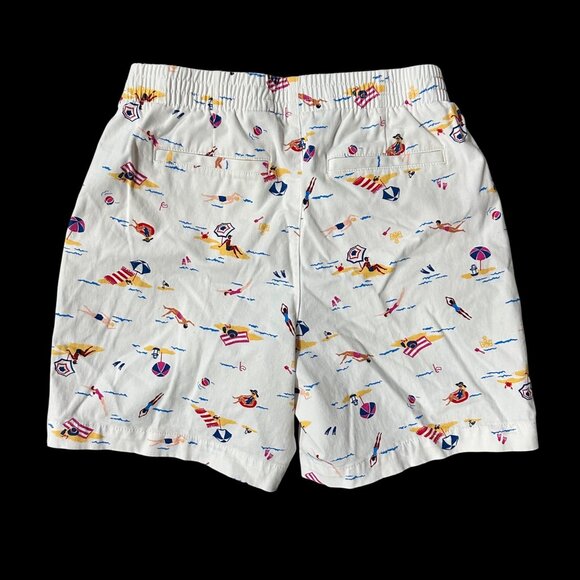 Womens White Shorts Lands End Mid Rise Swim Novelty Summer Pull On Elastic Sz 4 - Picture 3 of 8
